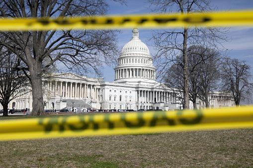 White House surrounded by caution tape
